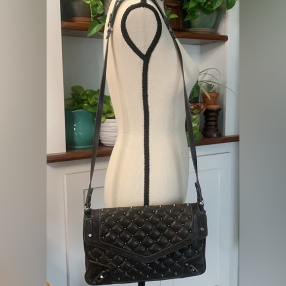 Rebecca Minkoff Brown Leather Quilted Studded Crossbody Messenger Bag VGUC - Picture 3 of 17